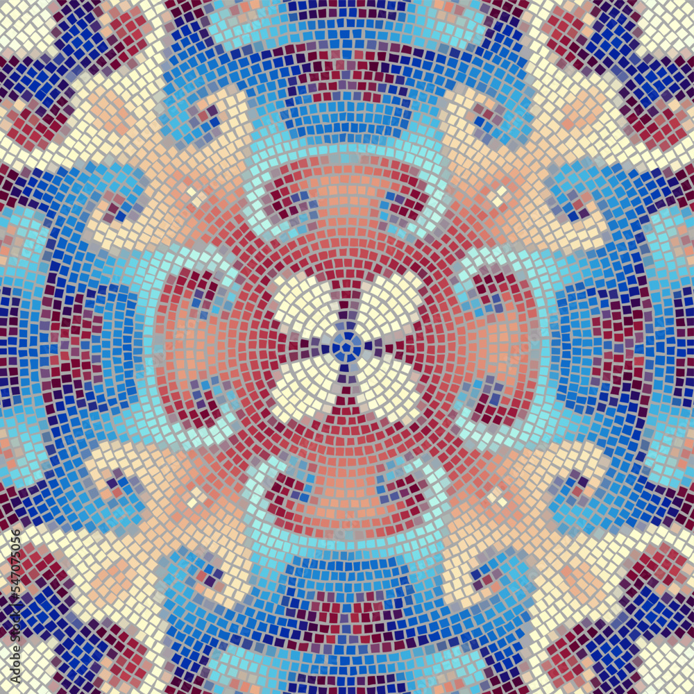 Poster vector seamless mosaic art pattern. art background.