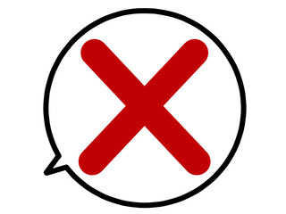 Fototapeta premium 赤いバツマークの吹き出しイラスト素材