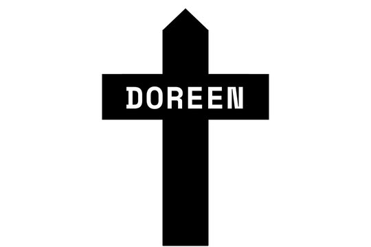 Doreen: Illustration eines schwarzen Kreuzes mit dem Vornamen Doreen
