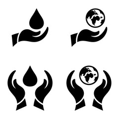 set of hand save earth or nature icon.