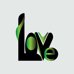 green love letter logo design template icon sign, green vector illustration of love
