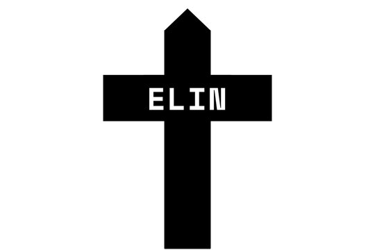 Elin: Illustration eines schwarzen Kreuzes mit dem Vornamen Elin
