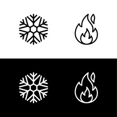 Hot and cold vector symbol. Fire and ice icon