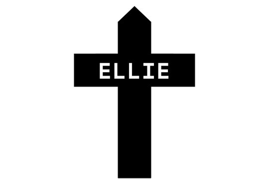 Ellie: Illustration eines schwarzen Kreuzes mit dem Vornamen Ellie