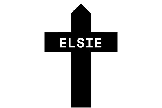 Elsie: Illustration eines schwarzen Kreuzes mit dem Vornamen Elsie