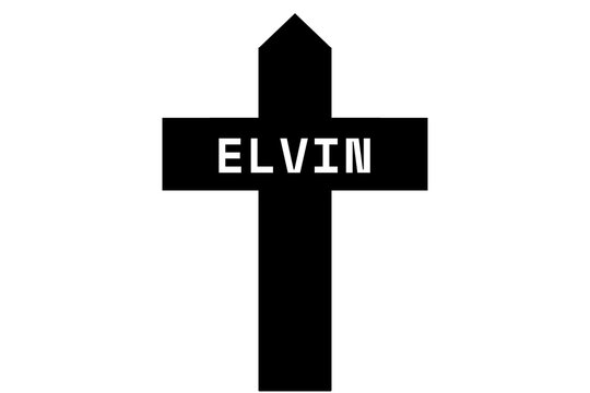 Elvin: Illustration eines schwarzen Kreuzes mit dem Vornamen Elvin