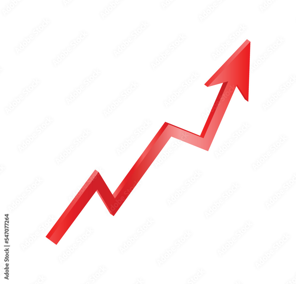Poster red curved arrow. direction pointer and business cursor for navigating