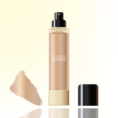 Foundation cream bottle vector illustration, makeup cosmetics skin care product bottle
