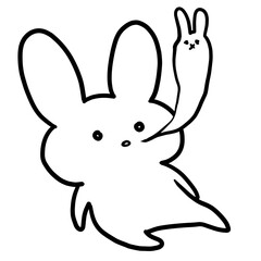 Exhausted rabbit line drawing