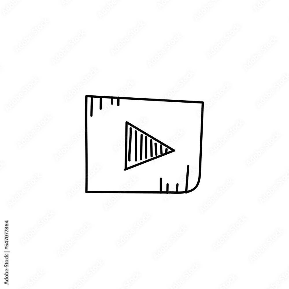 Poster rectangular play button hand rawn icon