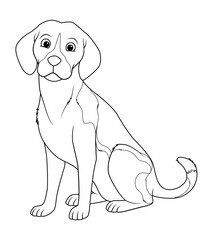 Beagle Dog Cartoon Animal Illustration BW