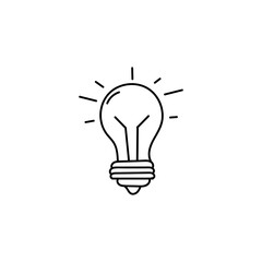 Glowing light bulb hand drawn icon
