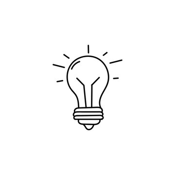 Glowing light bulb hand drawn icon