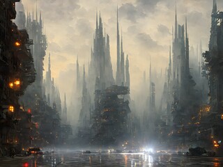 Obraz premium Scenery view far lands 3d illustration