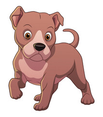 Little Pitbull Dog Cartoon Animal Illustration
