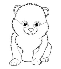 Little Pomeranian Dog Cartoon Animal Illustration BW