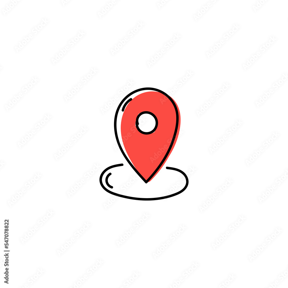 Aufkleber red navigation web map pointer hand drawn icon
