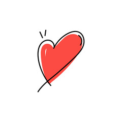 Red doodle heart hand drawn icon