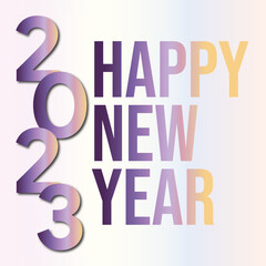 Text Effect 2023 Happy New Year with Purple and Cream Gradient Color