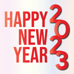 Text Effect 2023 Happy New Year with Red Gradient Color