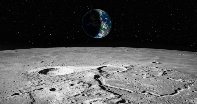 Crescent Earth Seen From The Moon's Surface "Elements of This NASA-Lawn Image"
