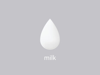 Milk drop banner. White liquid dairy product with oval design