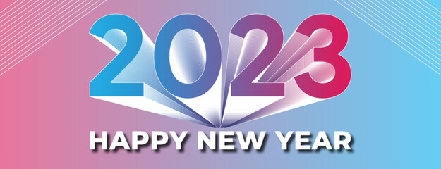 Year 2023 Happy New Year with Blue and Pink Background Template Design