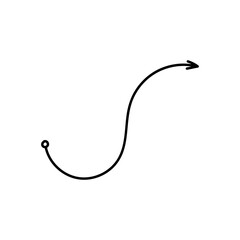 Black writhing and twisting arrows icon set. Signpost movement and minimalistic distance symbol with outline design for graphic vector decor