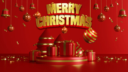 Merry christmas with 3d style background
