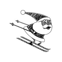 black and white santa claus drawing sketch for greeting elements and christmas background