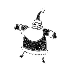 black and white santa claus drawing sketch for greeting elements and christmas background