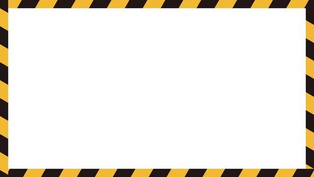 警告や注意喚起を示す黄色と黒のストライプであるトラテープの回転フレームアニメーション　白背景