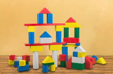 Fototapeta premium Set of colored kid's toys for small child