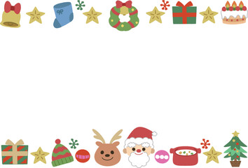 クリスマスの手描き風イラストフレーム素材