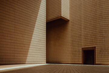 Tile wall pattern structure design with shade of light and shadow, Architecture details, Space for any object