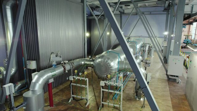 inside the thermal power station, view of pipes and reservoirs, energy conversion system, environmental issues, power generation system, chp.