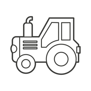 Vector Illustration of a tractor. Icon style with black outline. Logo design. Coloring book for children