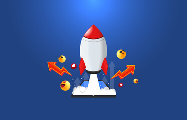 Naklejka na ściany i meble Career Guide Rocket Launcher Poster Suitable For Career Path Poster, Business Booster Success, Marketing, Training, Courses Poster Template