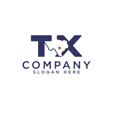 letter TX and map of texas logo icon and vector