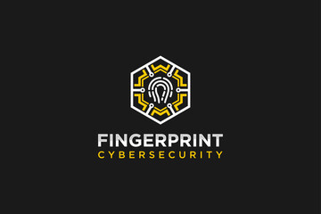 Finger print security system logo design icon symbol