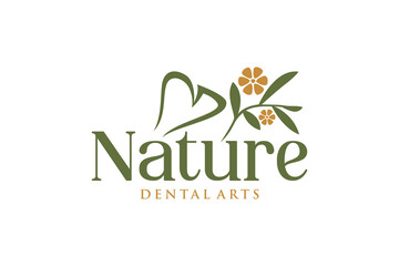 Nature plant leaf dental logo design flower vector illustration icon 