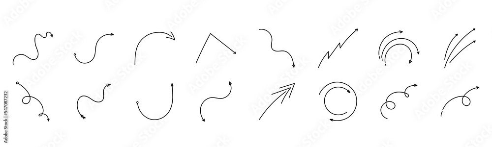 Poster black writhing and twisting arrows icon set. signpost movement and minimalistic distance symbol with
