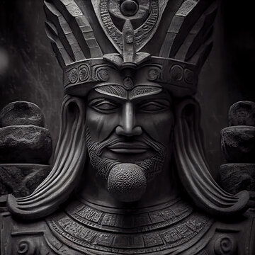 Ancient Anunnaki God Statue 3D Render Illustration