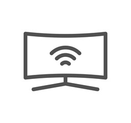 Monitor icon outline and linear symbol.	
