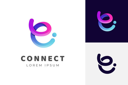 modern letter E abstract logo template, colorful, letter e logo for technology brand identity symbol mark design