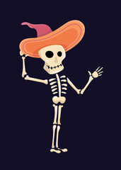 Halloween spooky scary skull ghost cartoon hat illustration vector drawing sheriff 