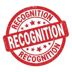 RECOGNITION text written on red round stamp sign.