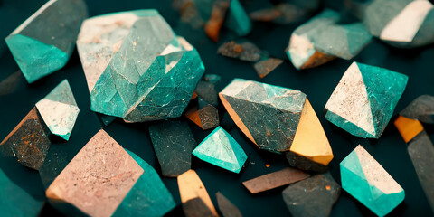 Abstract teal gems stone wallpaper background