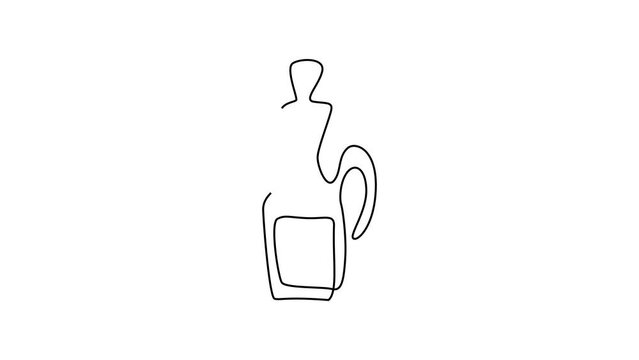 Single Line Bottle Animated Illustration, 1 Line Draw Winebottle, Mono Line Art Bottle, Continuous Outline Drawing Vial, Mono Drawing Flask Logo, Linear Drawing Animation