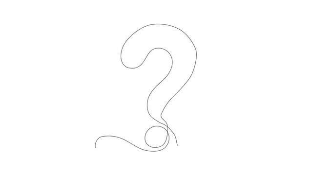 Continuous Thin Line Question Mark Drawing Animation, One Line Art Ask Symbol, Minimalist Query Sign, Simple Quiz Icon, Problem Concept, Question Animated Illustration